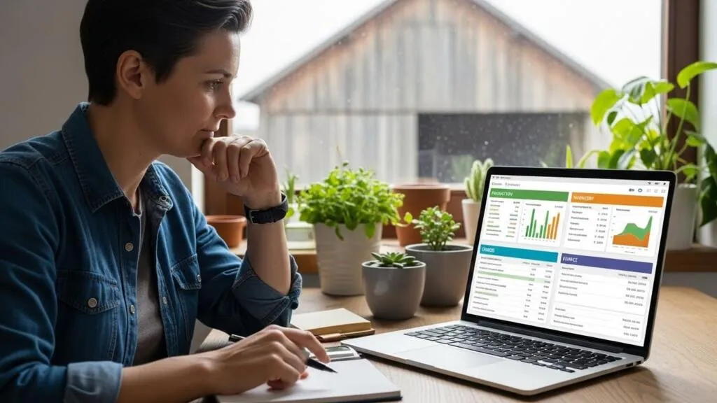 Agribusiness process automation software dashboard connecting production, inventory, and orders in one system