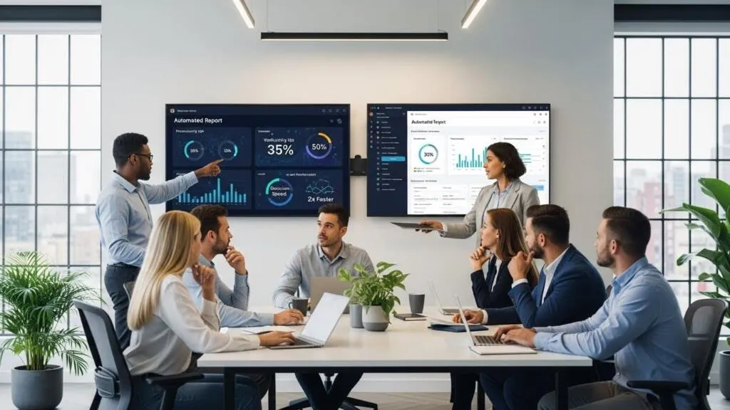 Business team using automation tools to improve productivity and reduce operational costs